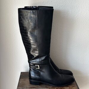 Isaac Mizrahi “Ricky” Croc Embossed Riding Boots - High Buckle Size 8